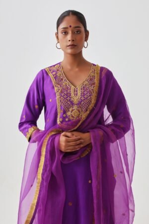 Purple Silk Kurta Set Dupatta