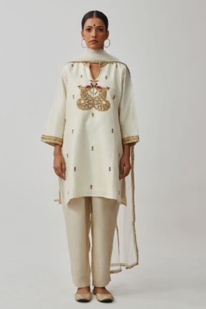 Ivory Raw Silk Kurta Set