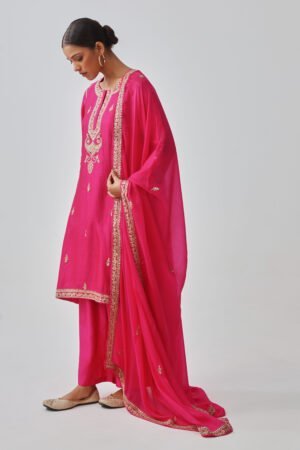 Fuchsia Pink Silk Kurta Set