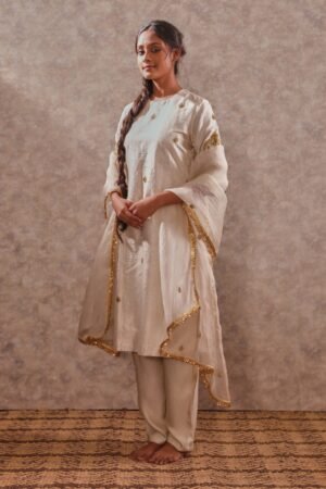 Ivory Raw Silk Kurta Set