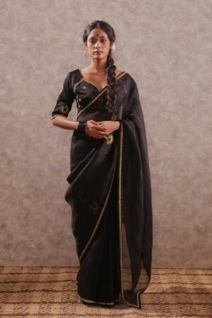 Elegant Black Organza Saree