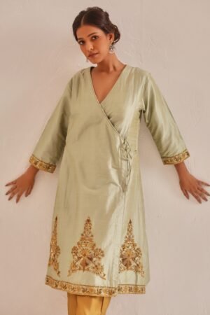 Sage Green Raw Silk Kurta