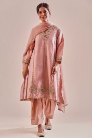 Blush Pink Raw Silk Kurta set