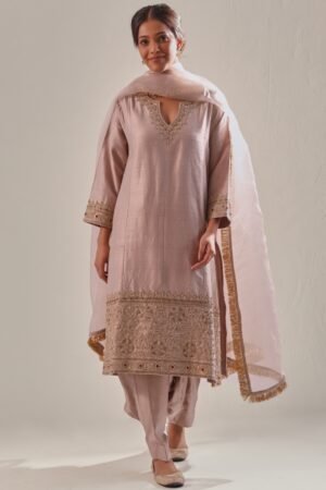 Blush Beige Raw Silk Kurta Set