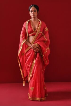 Scarlet Elegance Organza Saree