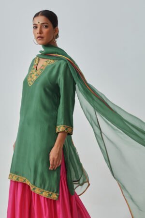 Green Silk Kurta Set